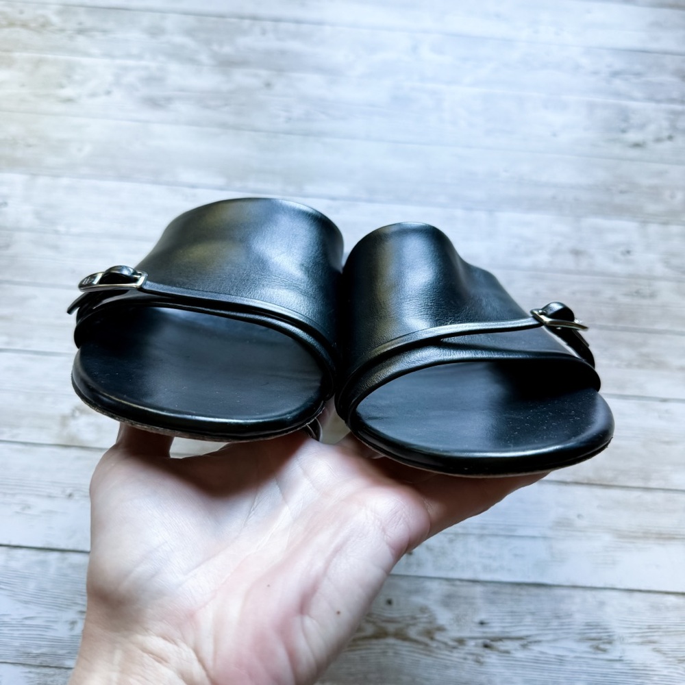 Dear Frances Pepper Mules Black Slip On Heel Sandal Size 41 US 11 - Picture 7 of 9